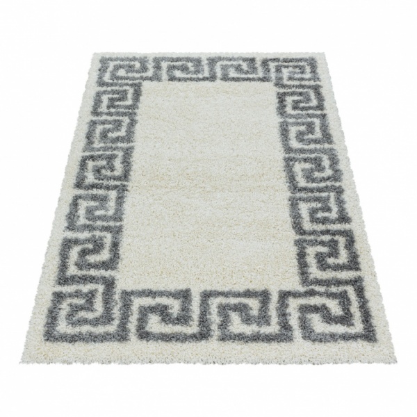Hera Shaggy Modern Border Cream Rug